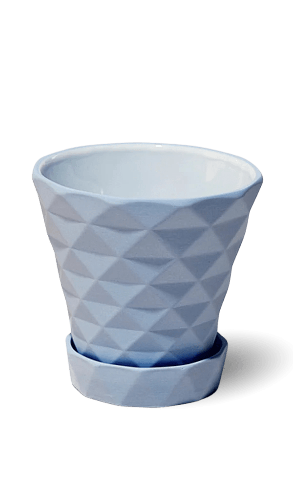 Diamond Porcelain Modern Indoor Plant Pot With Saucer - Chive Ceramics Studio - Pots - Chive US