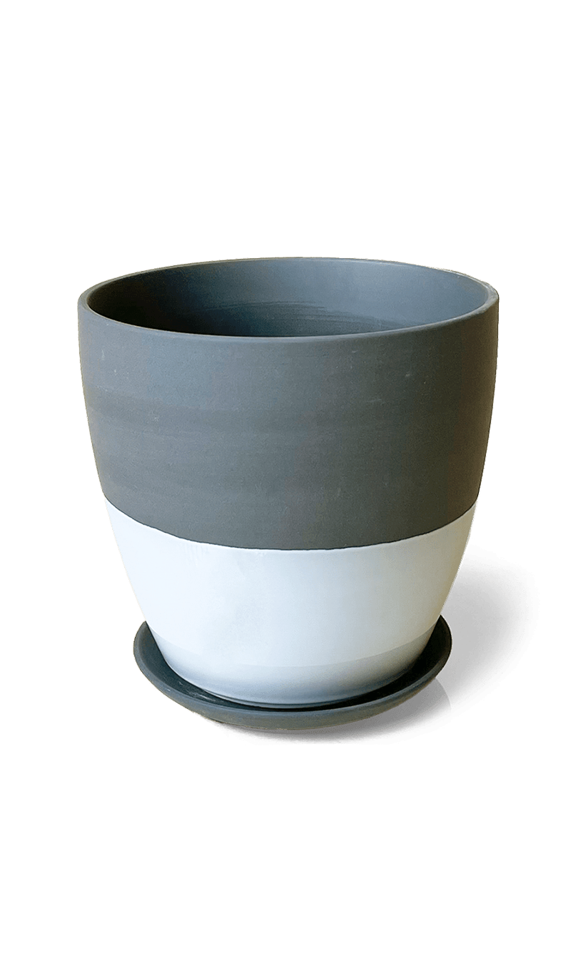 Dyad Porcelain Modern Indoor Plant Pot With Saucer | 3 & 5 inches - Chive Ceramics Studio - Pots - Chive Ceramics Studio