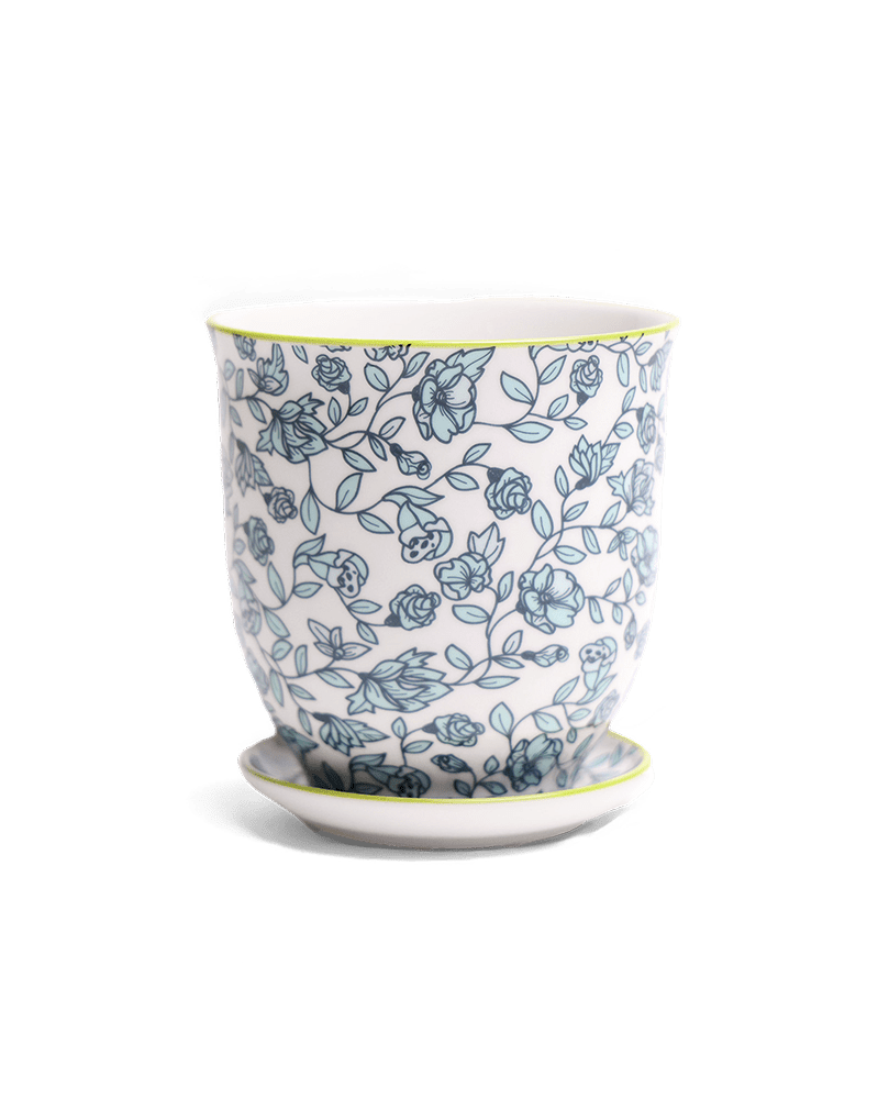 Liberte Porcelain Pot And Saucer Set With Drainage - Chive Ceramics Studio - Pots - Chive Ceramics Studio