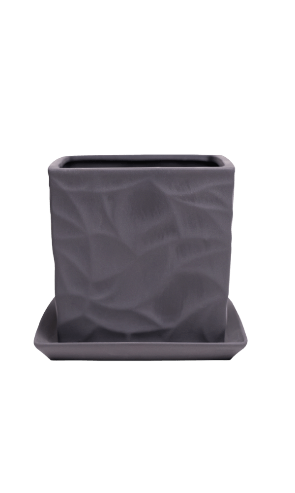 Virago 5" Porcelain Pot With Drainage Hole And Saucer - Chive Ceramics Studio - Pots - Chive Ceramics Studio