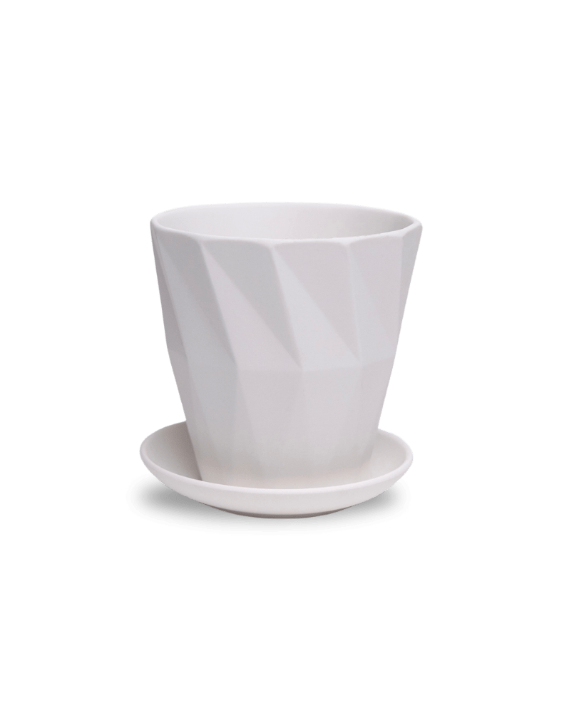 Virago 5" Porcelain Pot With Drainage Hole And Saucer - Chive Ceramics Studio - Pots - Chive Ceramics Studio