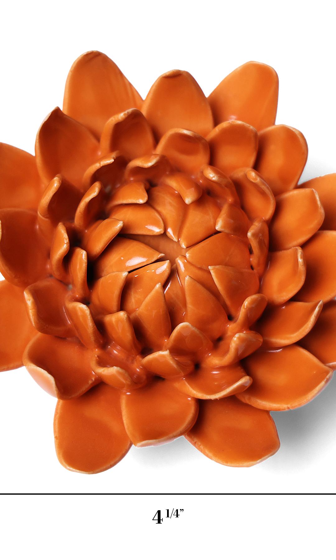 Dahlia Orange ceramic wall flower — Classic Collection — handmade by Chive Studio Toronto