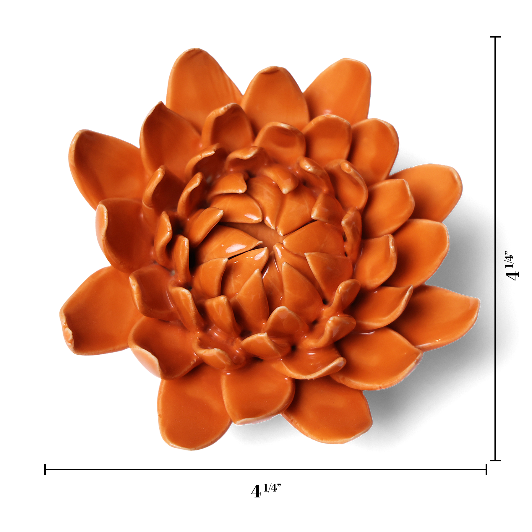 Dahlia Orange ceramic wall flower — Classic Collection — handmade by Chive Studio Toronto