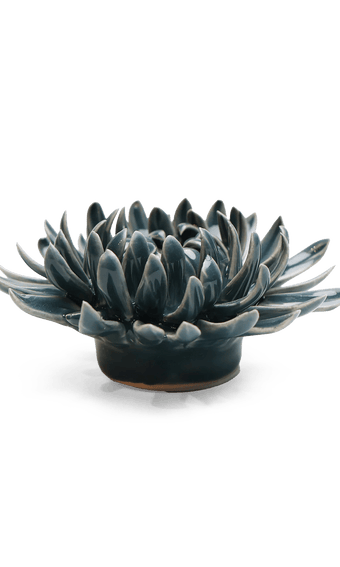 Ceramic Flower Mum Teal 11 ceramic wall flower — Classic Collection — handmade by Chive Studio Toronto