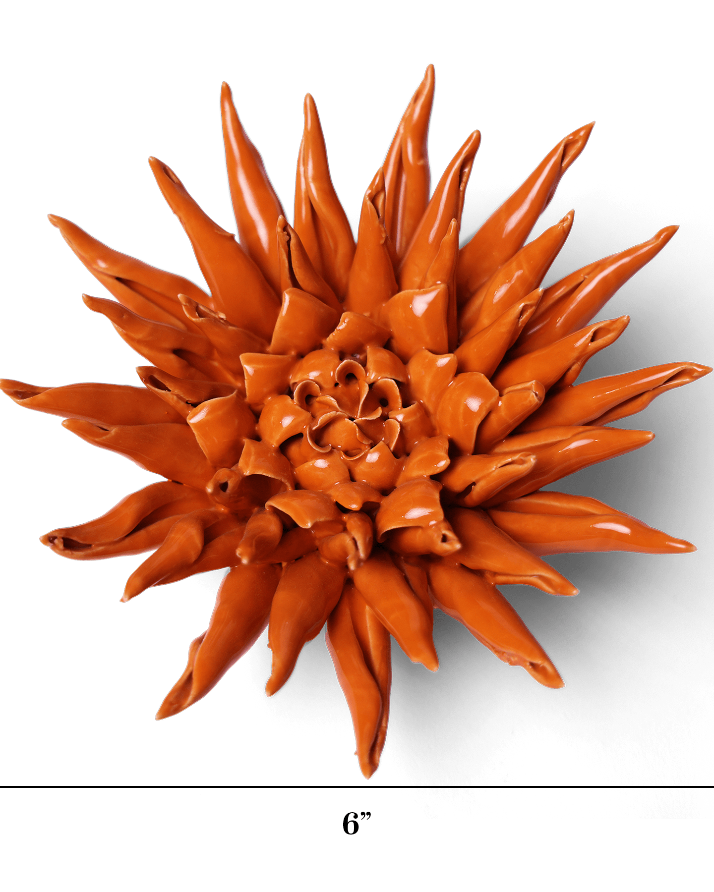 Ceramic Flower Large Orange 12 ceramic wall flower — Classic Collection — handmade by Chive Studio Toronto