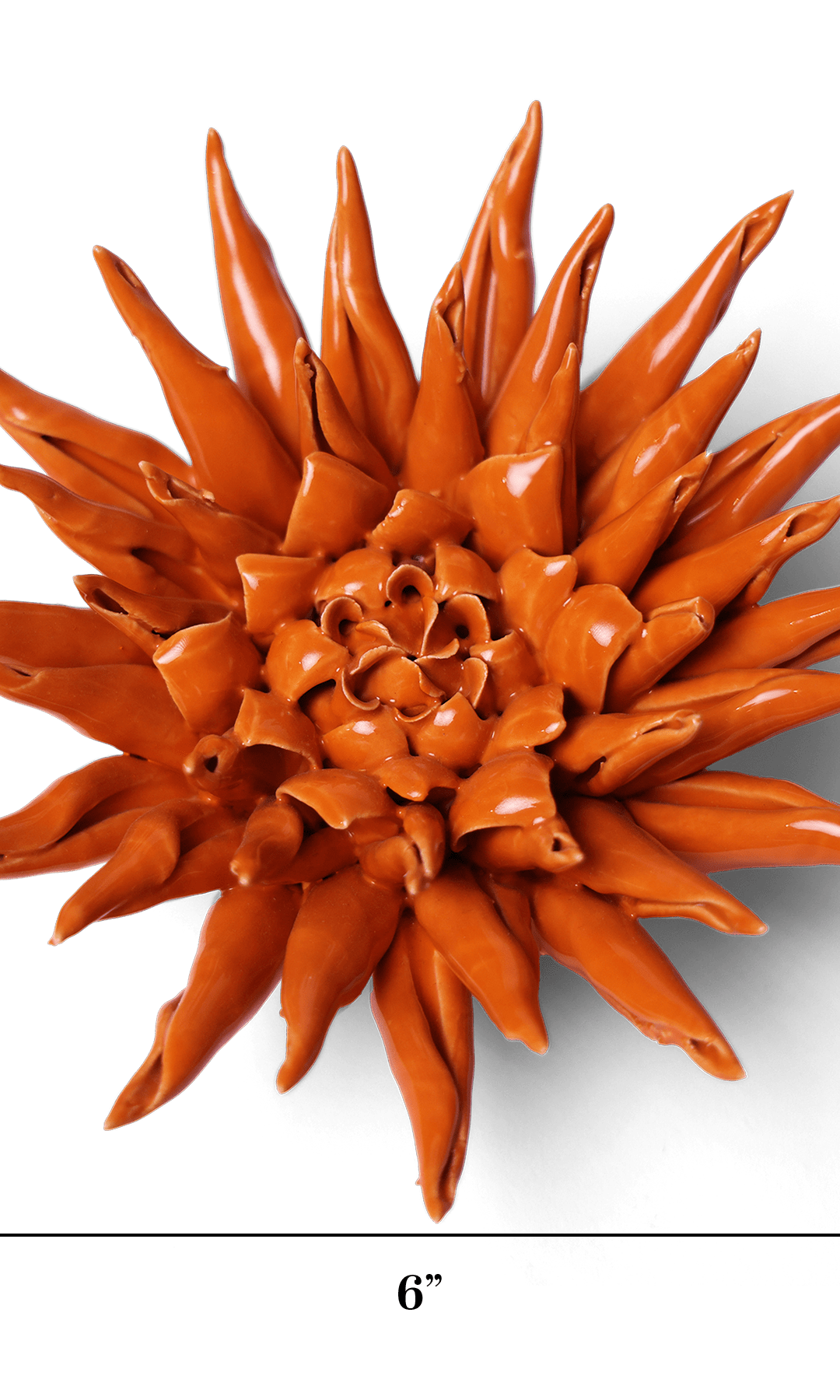 Ceramic Flower Large Orange 12 ceramic wall flower — Classic Collection — handmade by Chive Studio Toronto