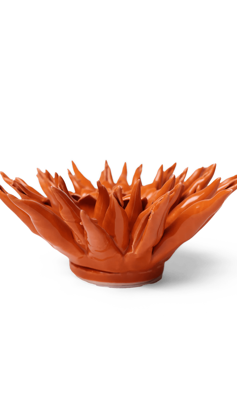 Ceramic Flower Large Orange 12 ceramic wall flower — Classic Collection — handmade by Chive Studio Toronto