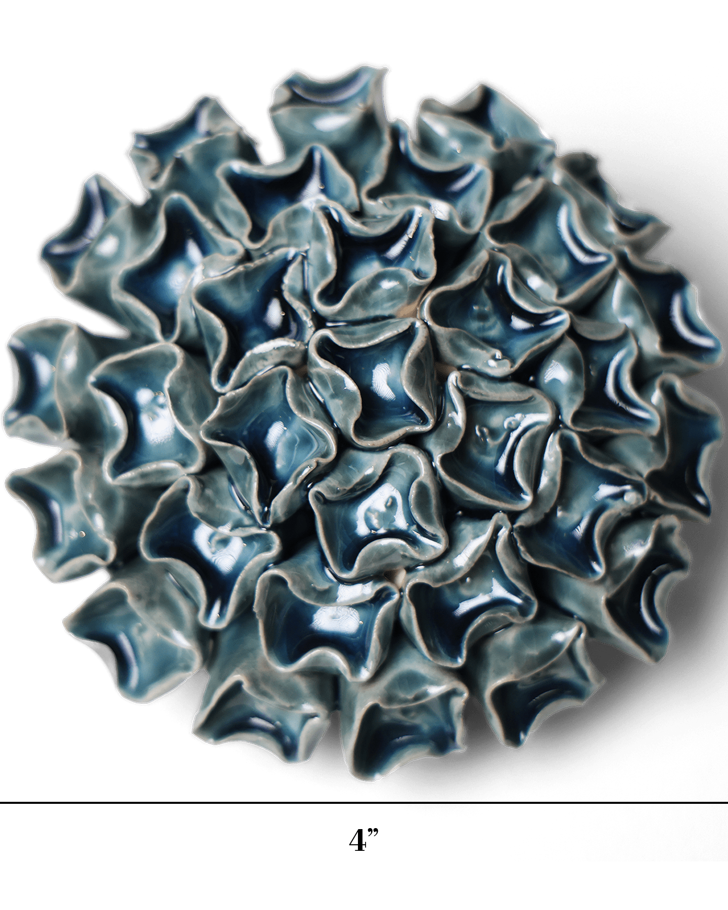 Ceramic Flower Wall Art Medium Teal 12 - Chive Ceramics Studio - Ceramic Flowers - Chive US