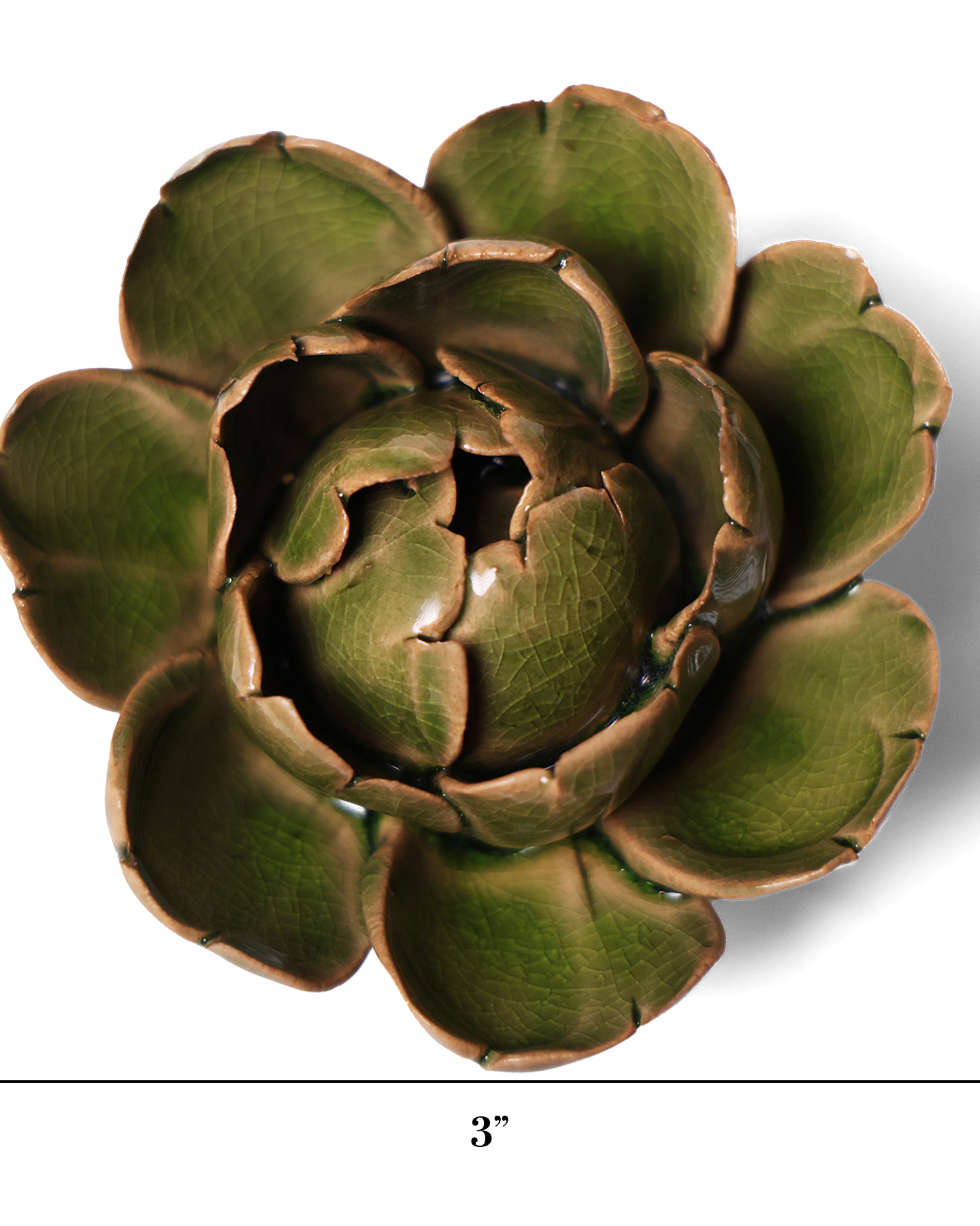 Peony Green 12 ceramic wall flower — Classic Collection — designed in Toronto by Chive Studio