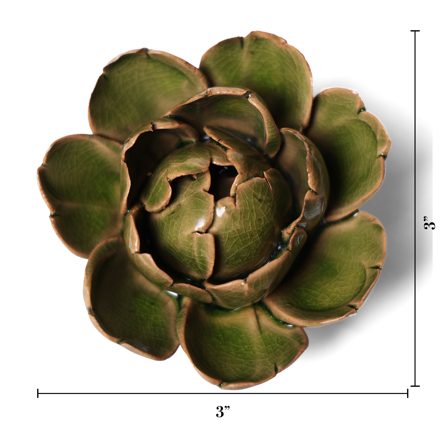 Peony Green ceramic wall flower — Classic Collection — handmade by Chive Studio Toronto