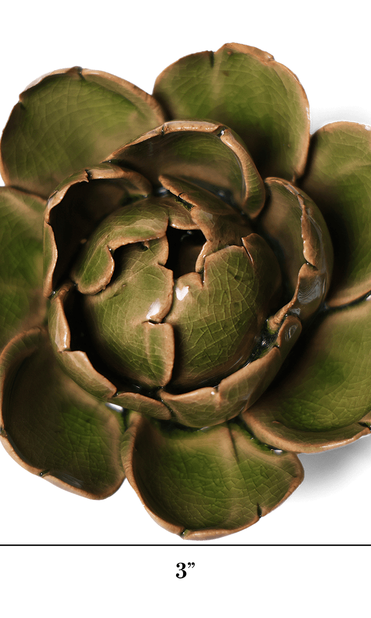 Peony Green ceramic wall flower — Classic Collection — handmade by Chive Studio Toronto