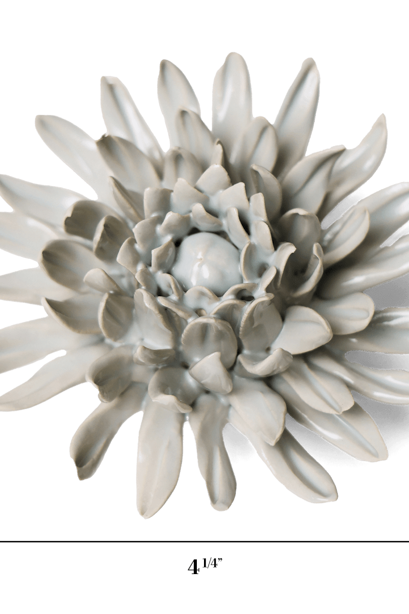 Green Spider Mum ceramic wall flower - English Garden collection - handmade by Chive Studio Toronto