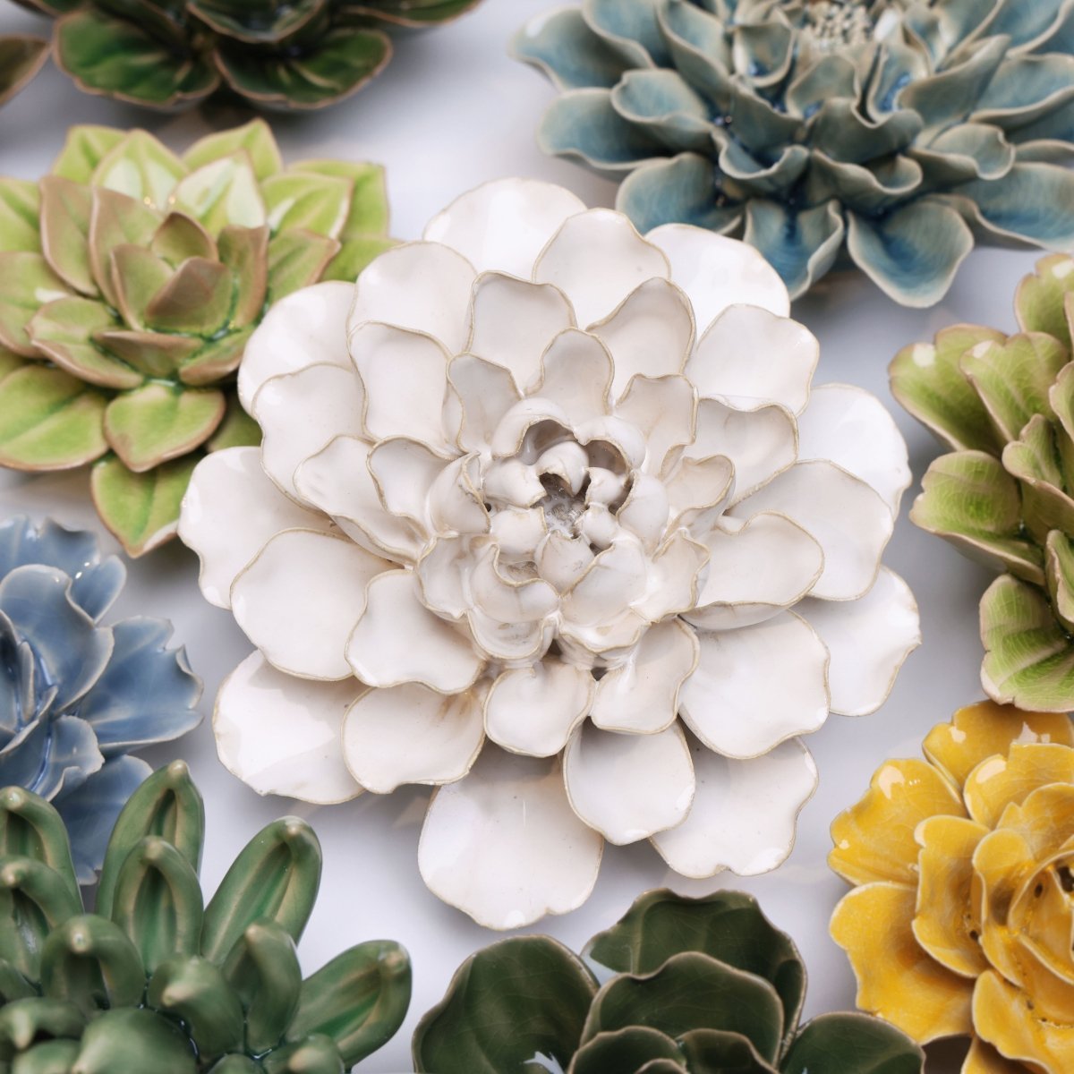 Ivory European Water Lily - Chive Ceramics Studio - Ceramic Flowers - Chive Ceramics Studio