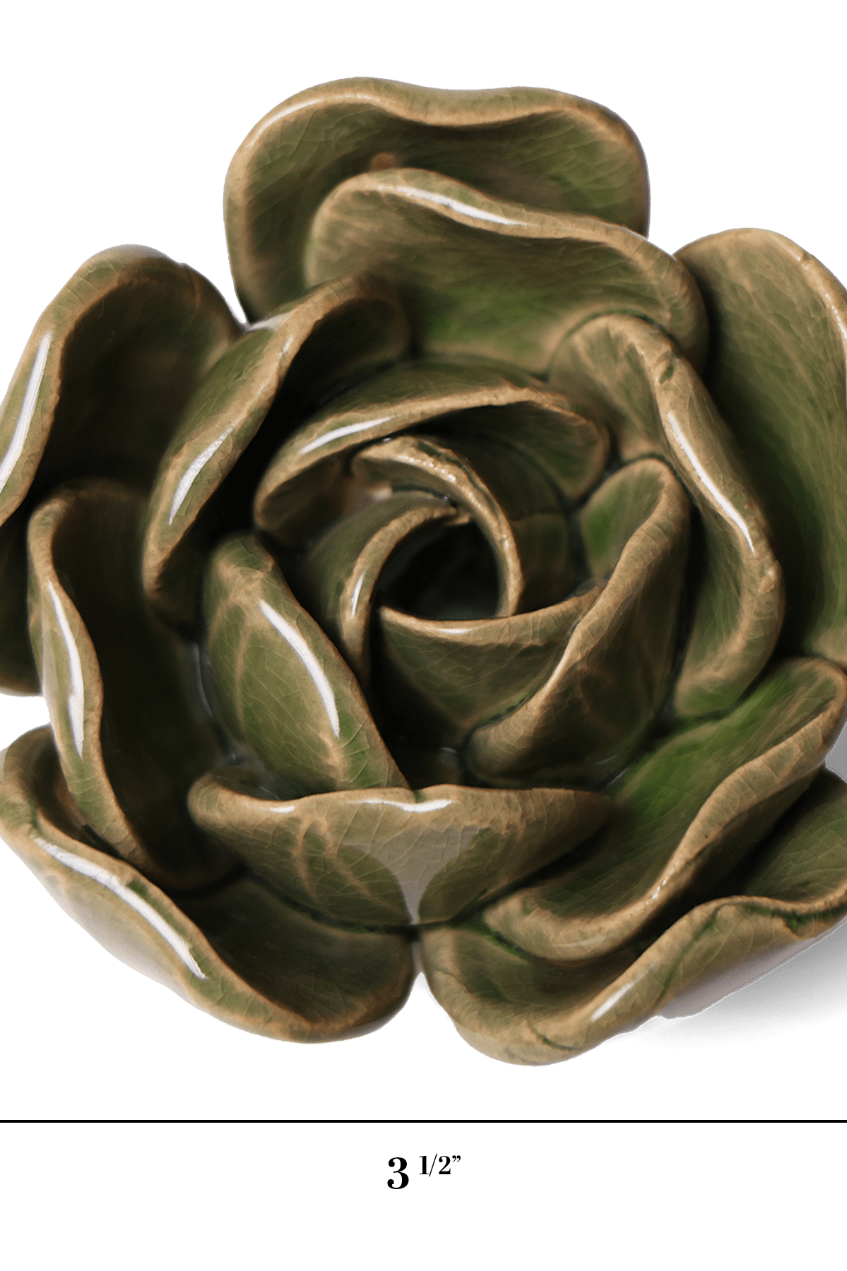 Green Rose ceramic wall flower — Classic Collection — handmade by Chive Studio Toronto