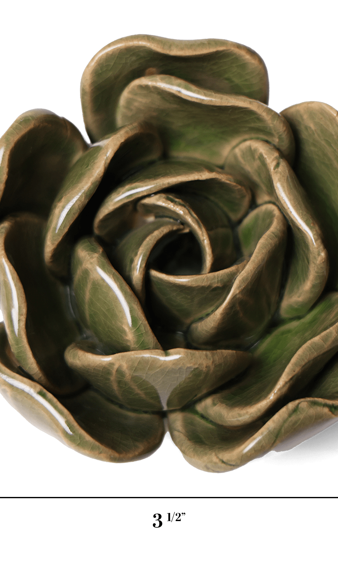 Green Rose ceramic wall flower — Classic Collection — handmade by Chive Studio Toronto