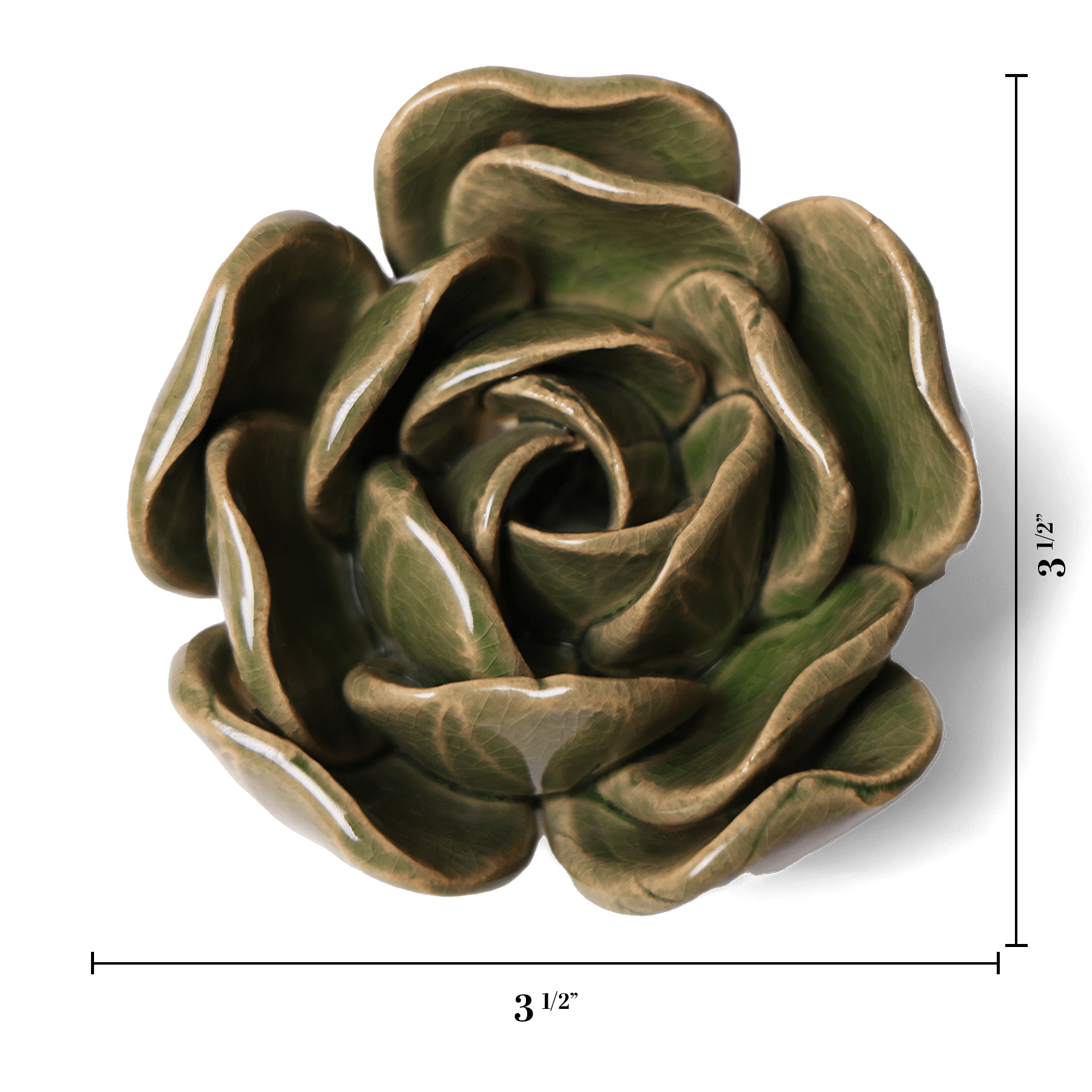 Green Rose ceramic wall flower — Classic Collection — handmade by Chive Studio Toronto