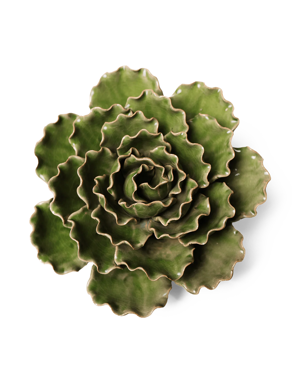 Revive Your Space with XL Green Ceramic Flower Wall Decor