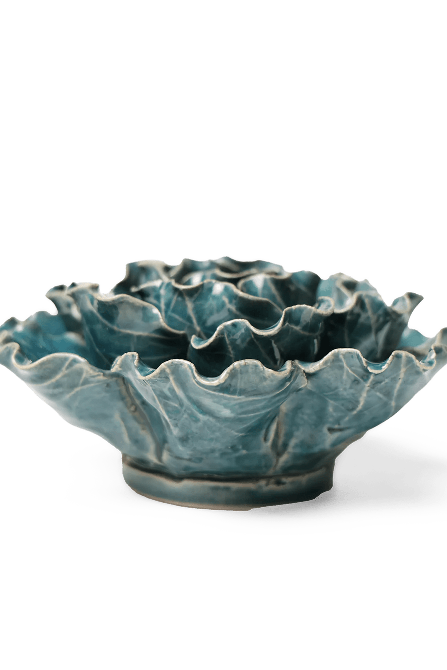 Ceramic Flower Lettuce Teal Large 5 - Chive Ceramics Studio - Ceramic Flowers - Chive Wholesale