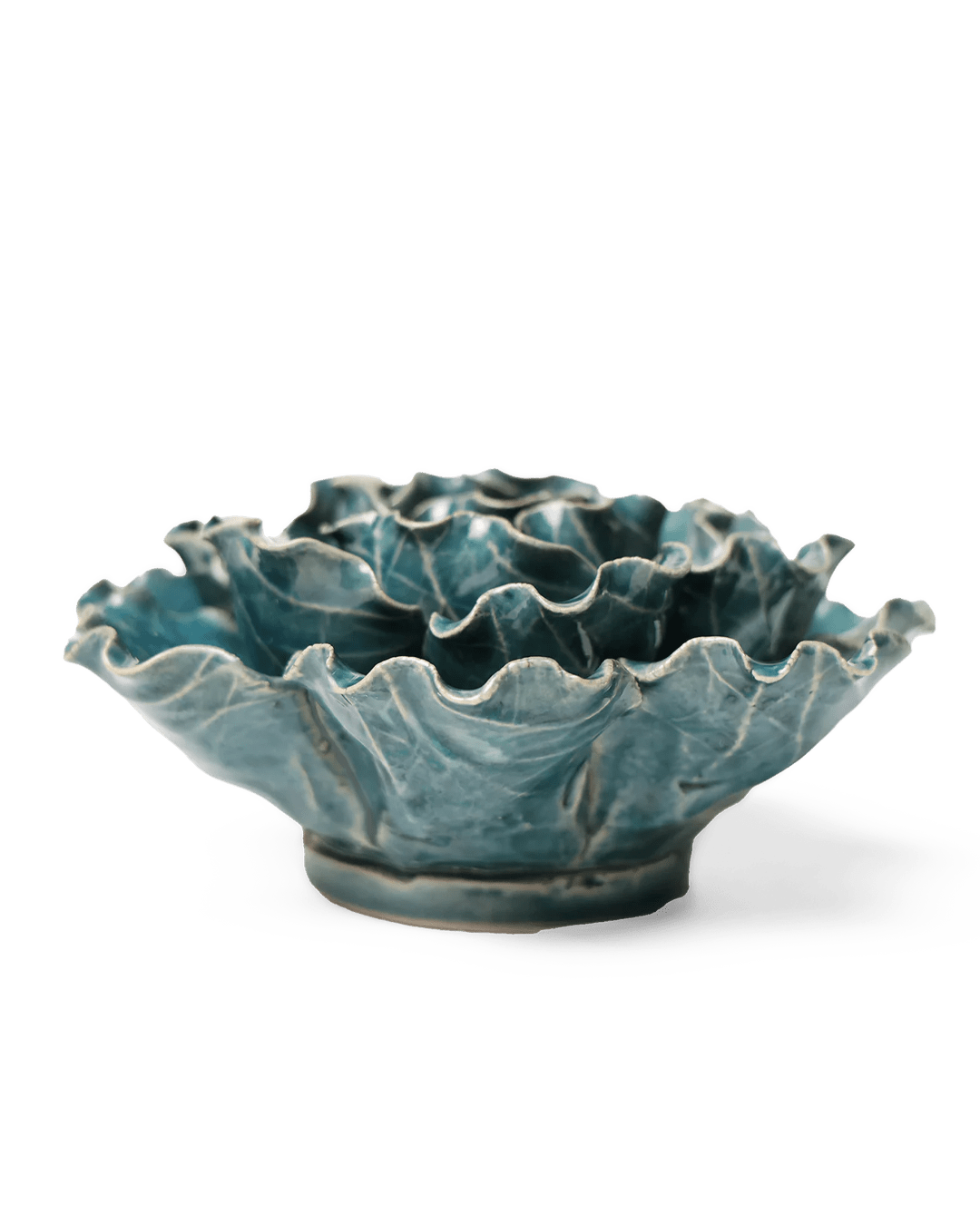 Ceramic Flower Lettuce Teal Large 5 - Chive Ceramics Studio - Ceramic Flowers - Chive Wholesale