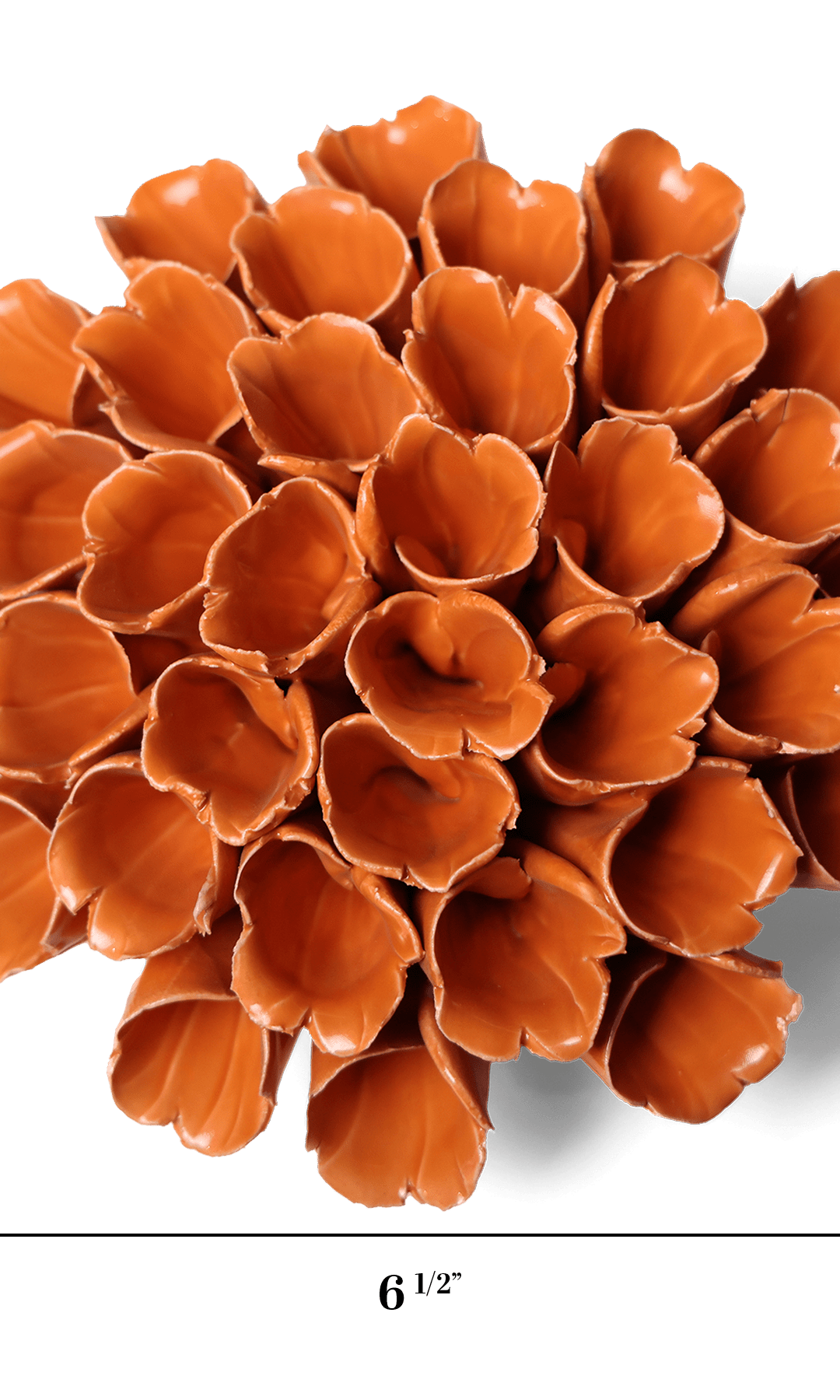 Ceramic Flower Polyp Orange Large ceramic wall flower — Classic Collection — handmade by Chive Studio Toronto
