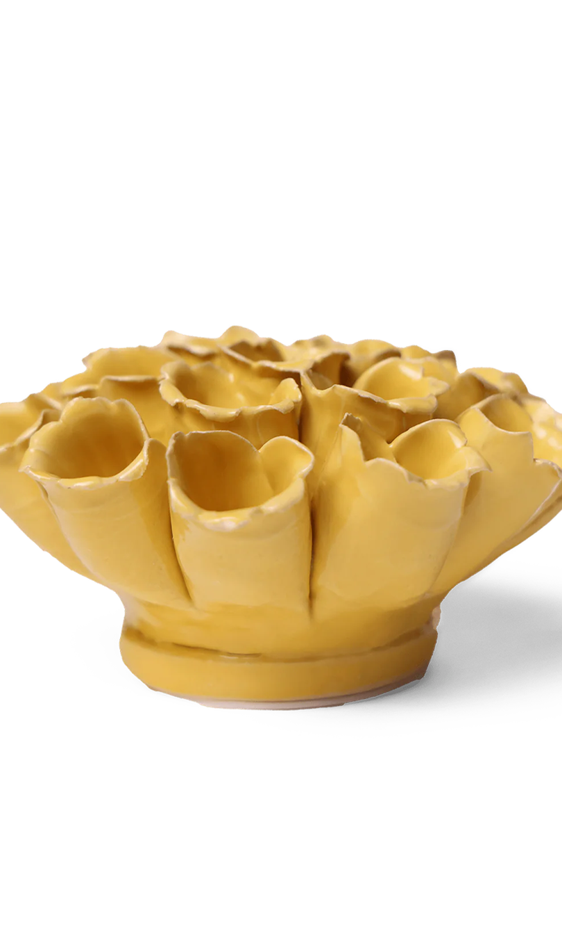 Ceramic Flower Polyp Yellow Medium ceramic wall flower — Classic Collection — handmade by Chive Studio Toronto
