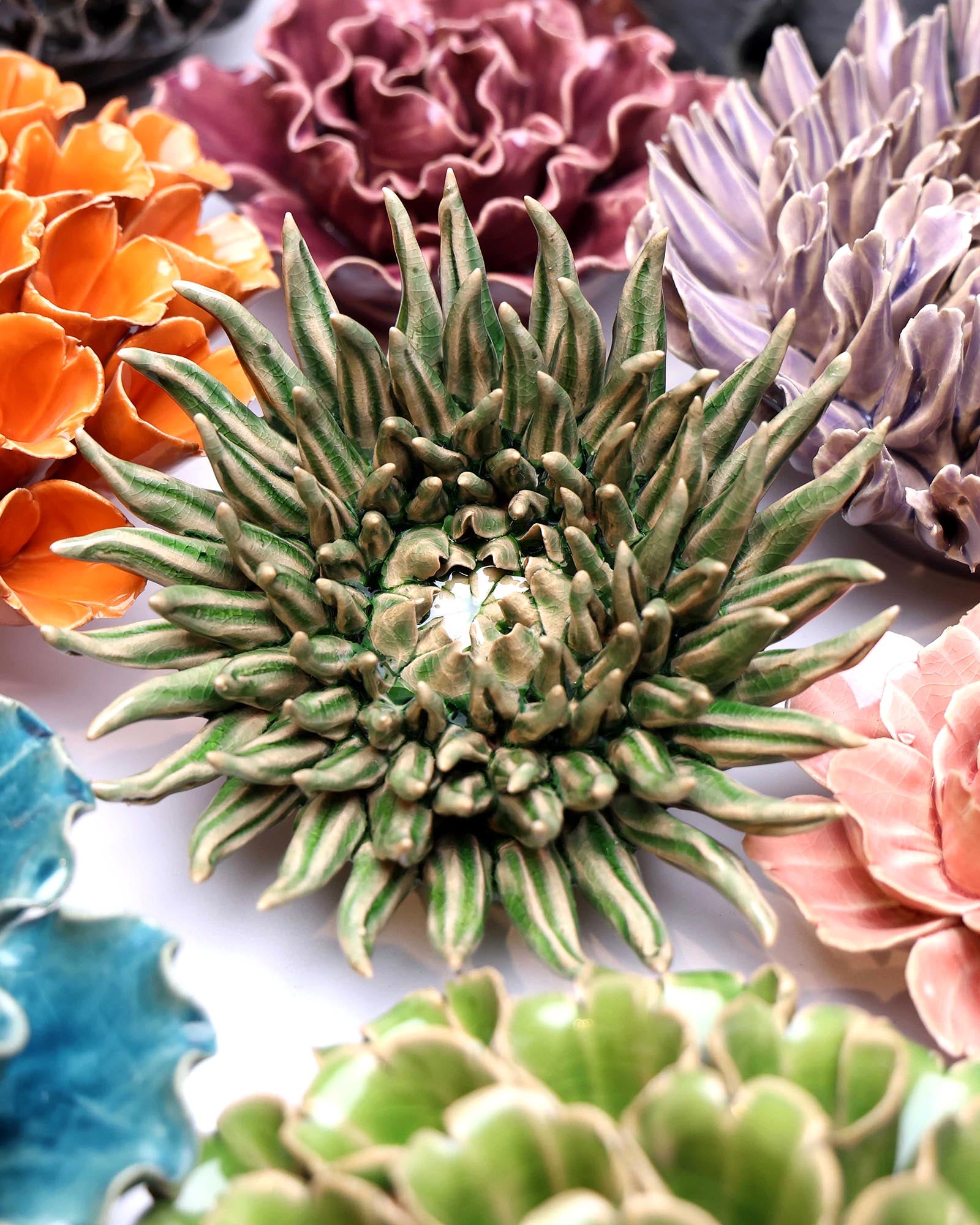 Ceramic Flower Mum Olive 5 - Chive Ceramics Studio - Ceramic Flowers - Chive US