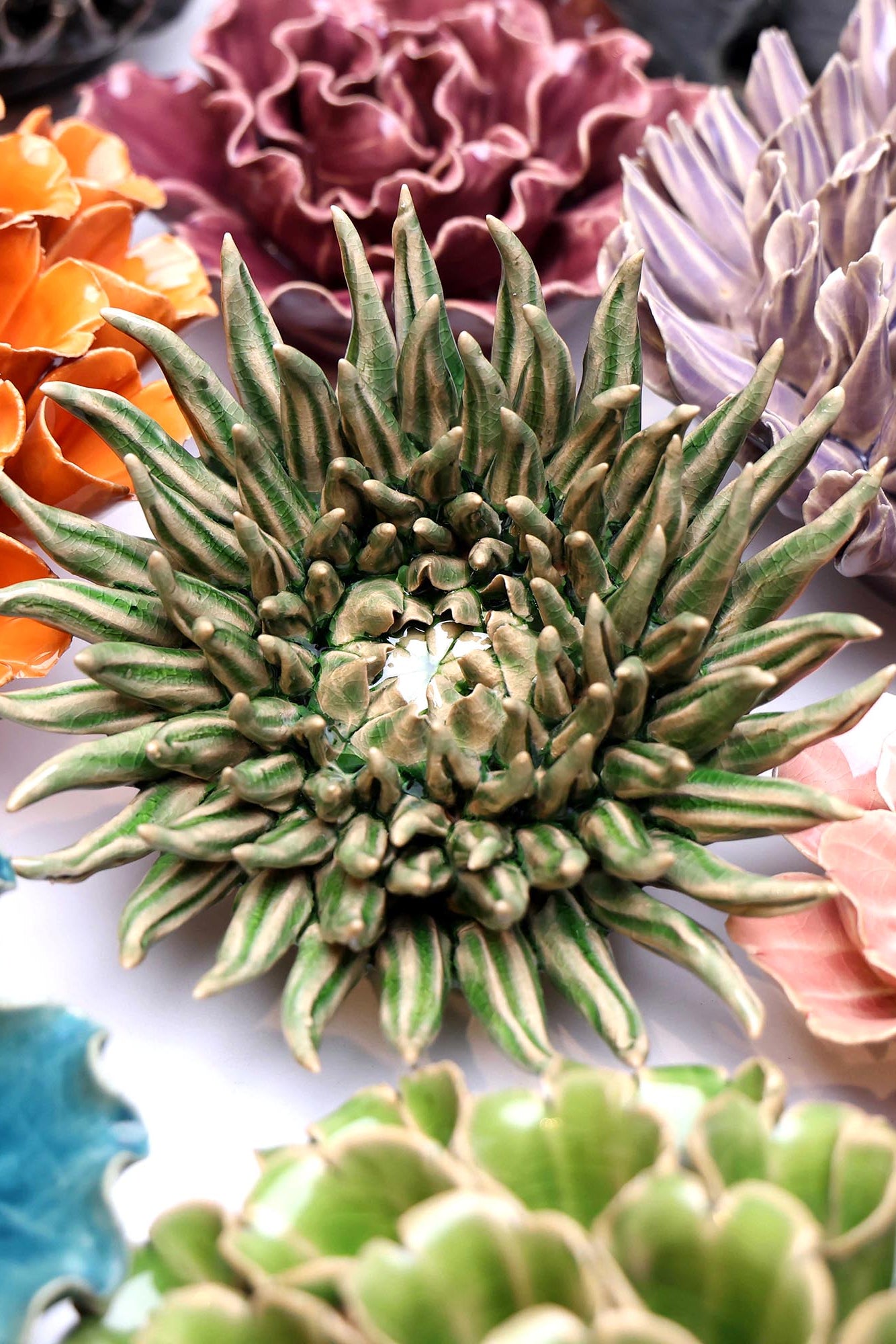 Ceramic Flower Mum Olive 5 - Chive Ceramics Studio - Ceramic Flowers - Chive US