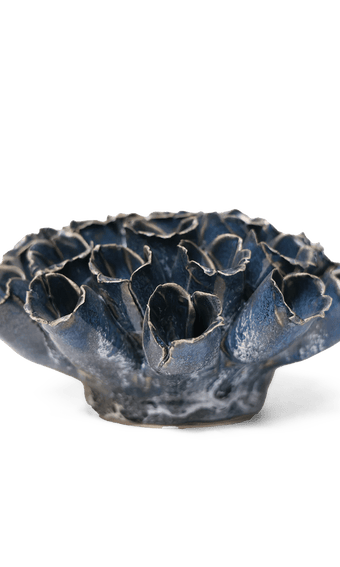 Polyp Blue 6 ceramic wall flower — Classic Collection — handmade by Chive Studio Toronto