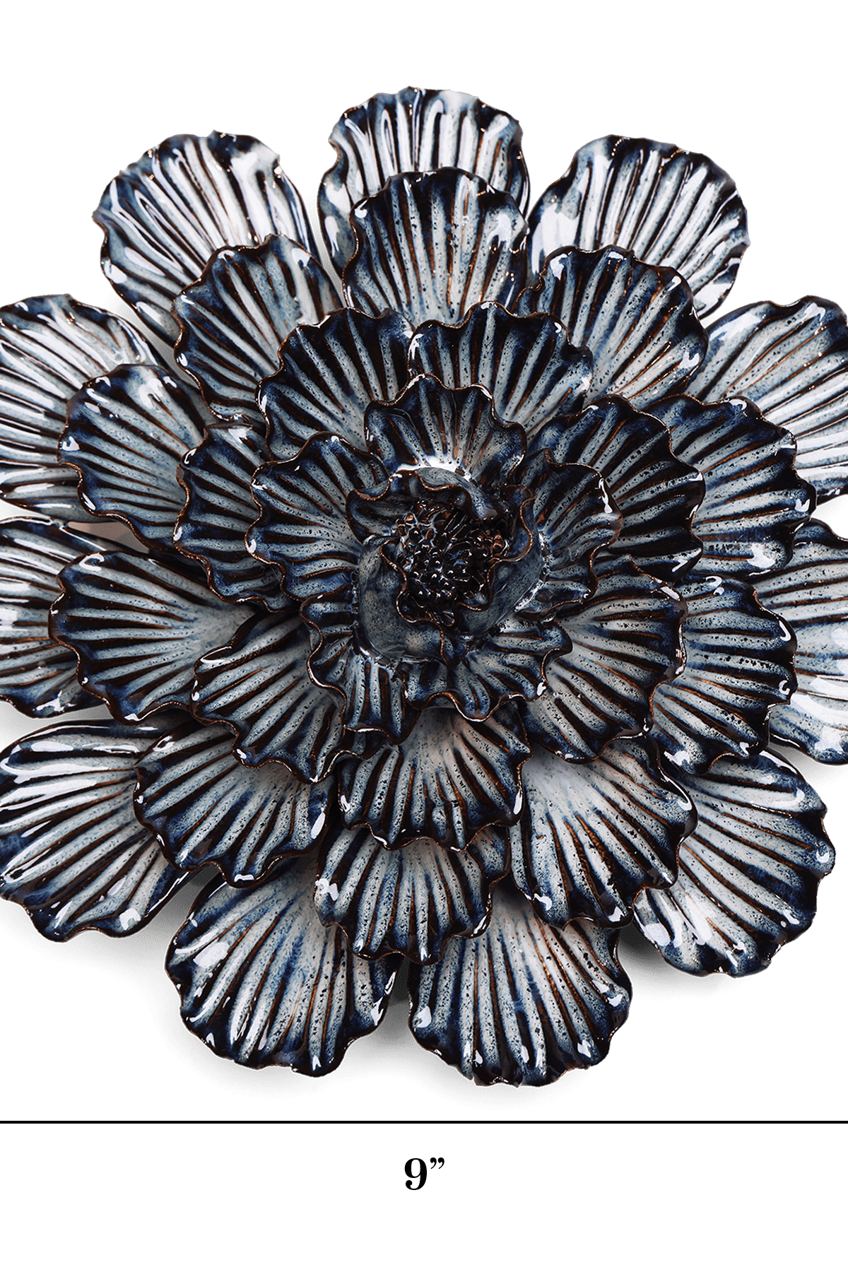 Japan Ceramic Flower Wall Art Blue Dinner Plate Dahlia - Chive Ceramics Studio - Ceramic Flowers - Chive US