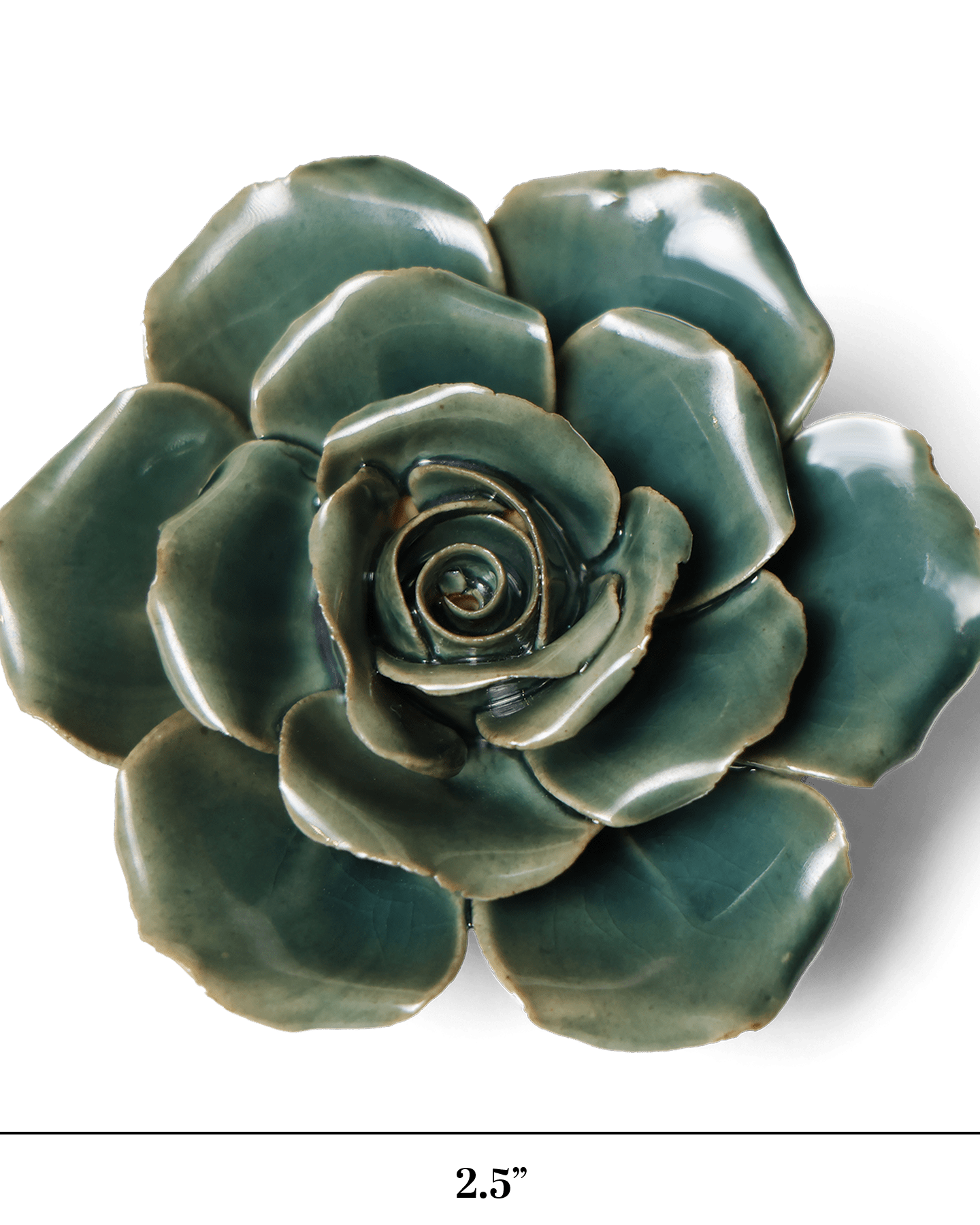 Ceramic Flower Wall Art Rose Teal 9 - Chive Ceramics Studio - Ceramic Flowers - Chive US