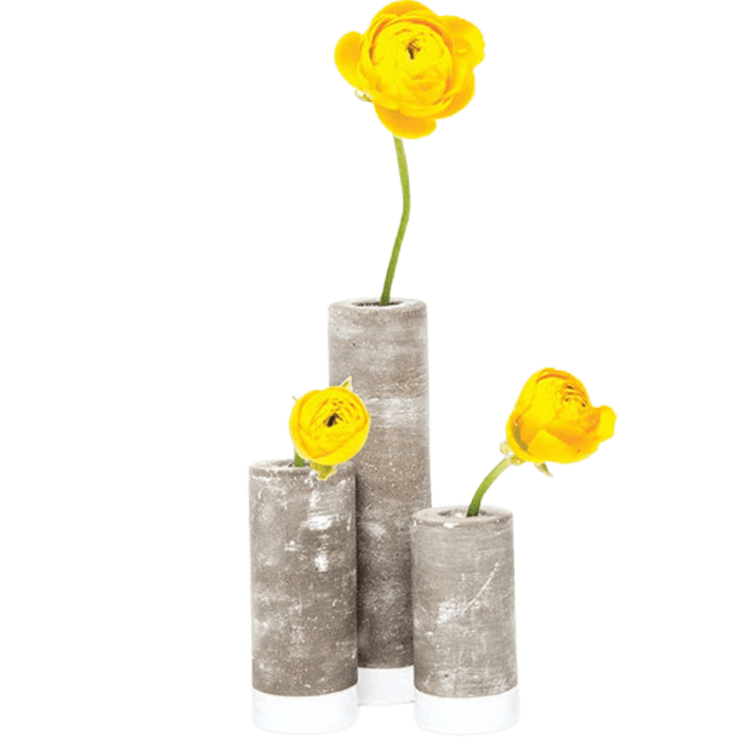 Cement Flower Vase Lined With Glass Tube - Chive Ceramics Studio - Vases - Chive US