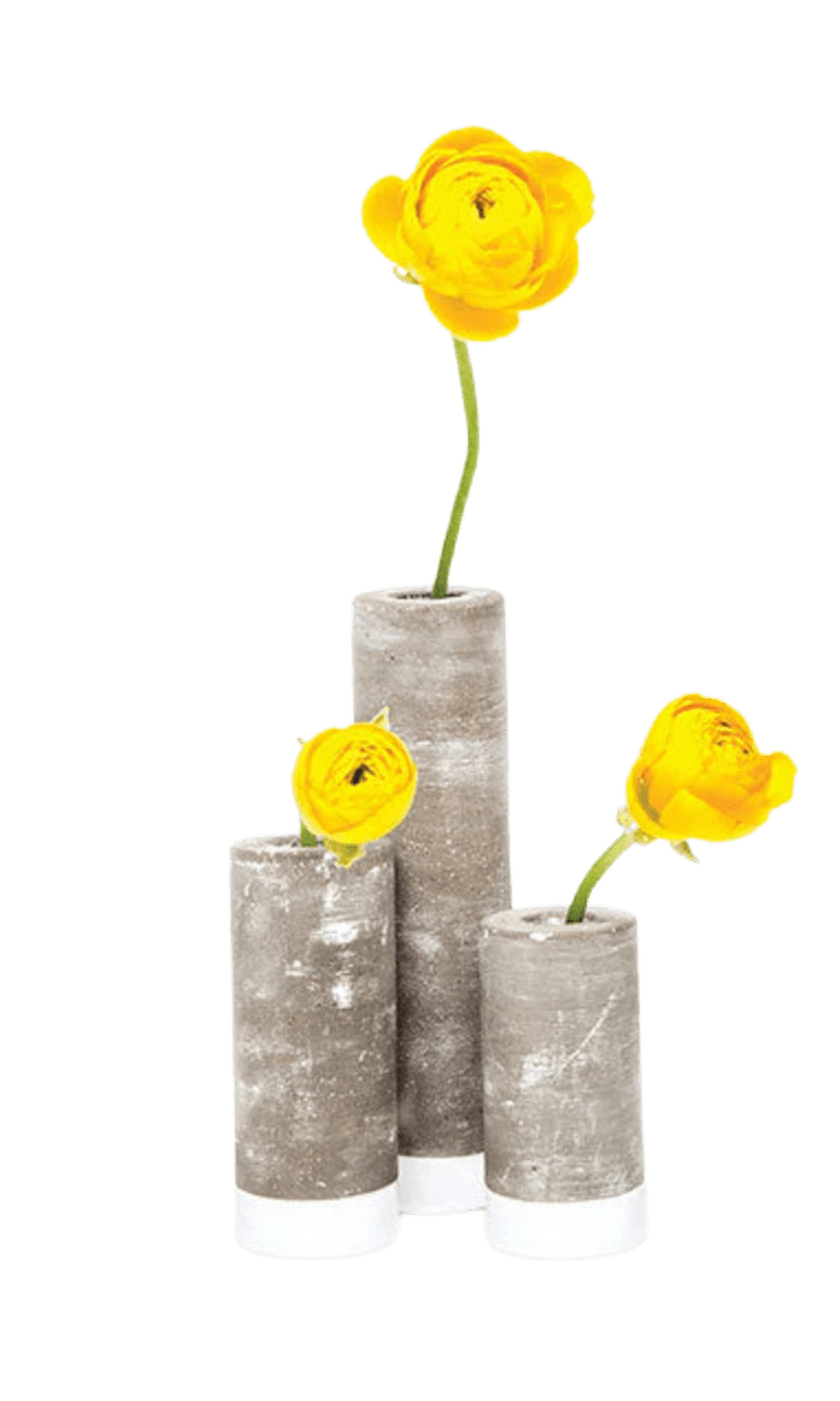 Cement Flower Vase Lined With Glass Tube - Chive Ceramics Studio - Vases - Chive US