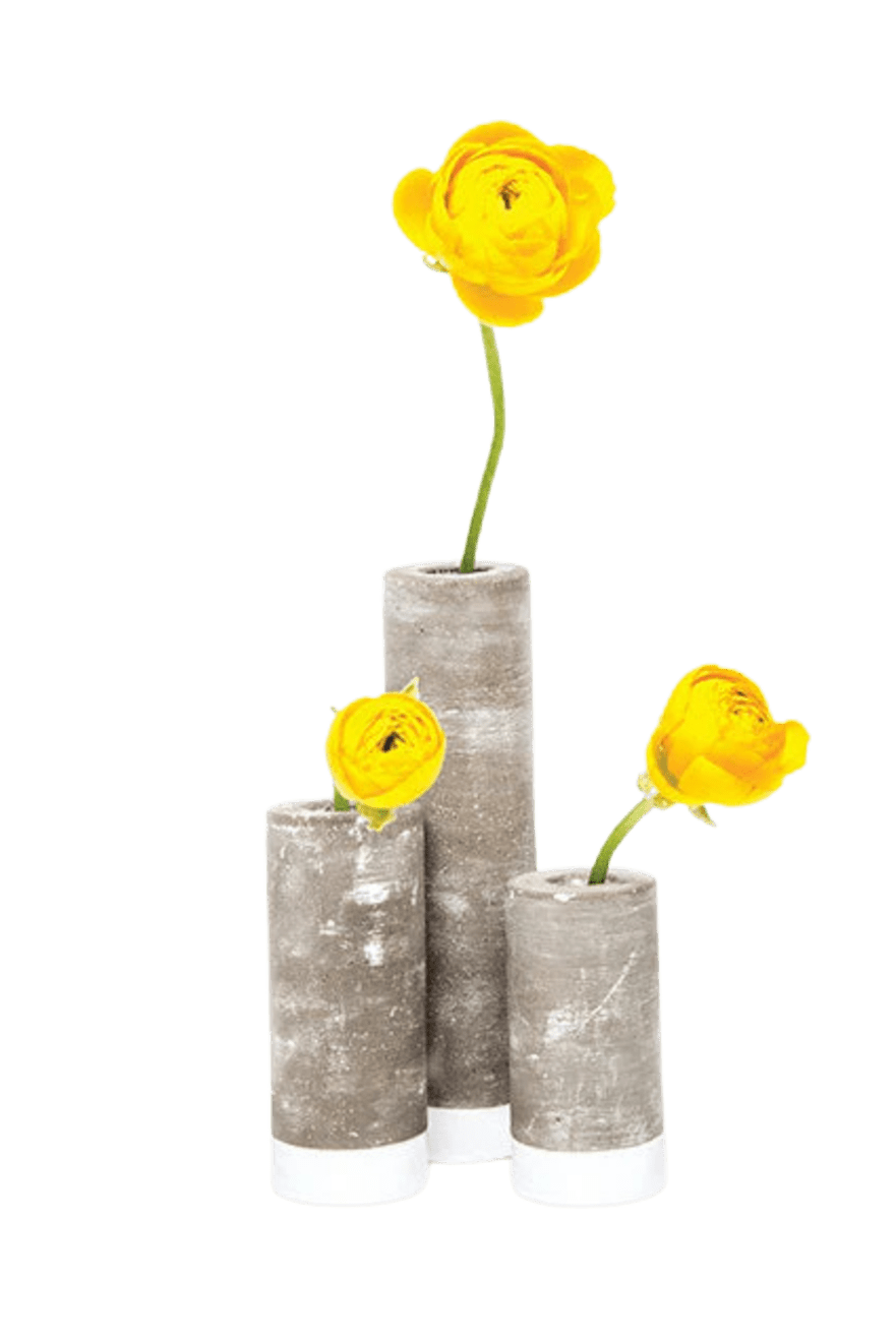 Cement Flower Vase Lined With Glass Tube - Chive Ceramics Studio - Vases - Chive US