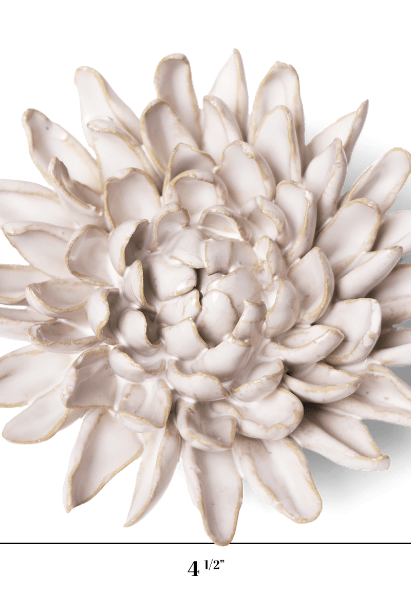 Ivory Chrysanthemum ceramic wall flower - Coastal collection - handmade by Chive Studio Toronto