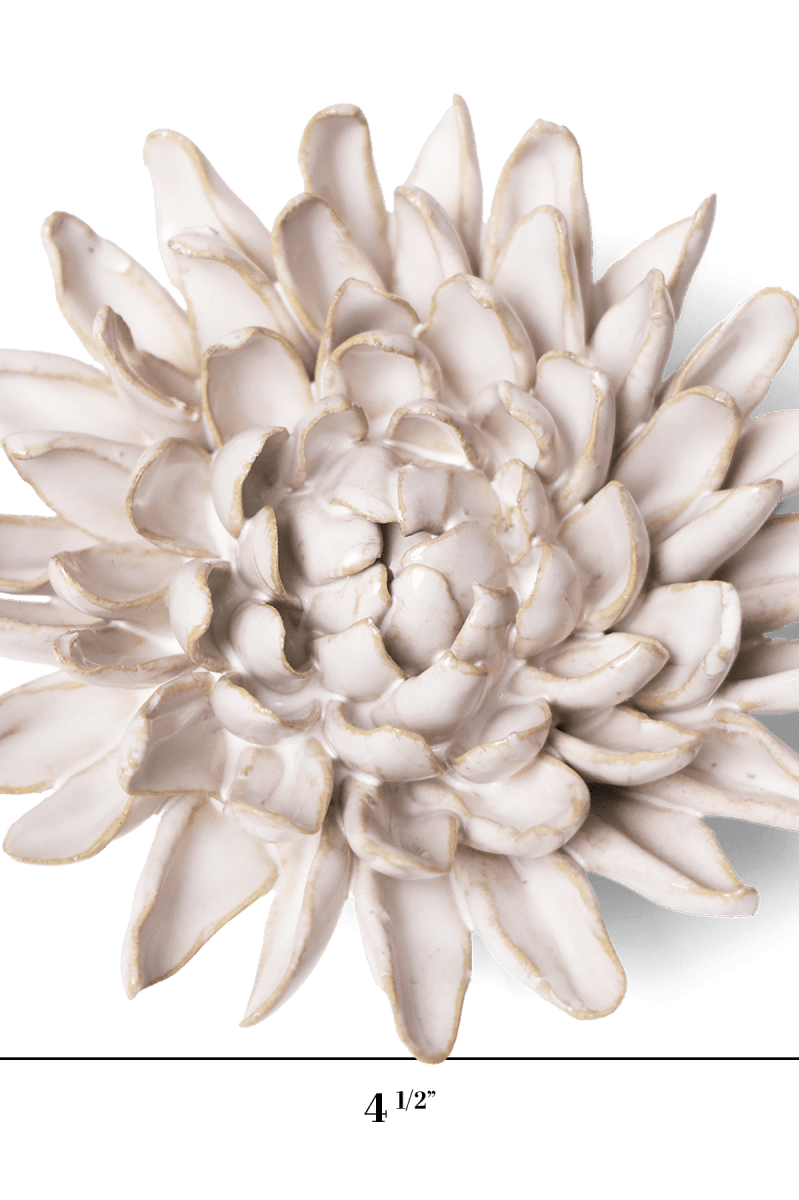 Ivory Chrysanthemum ceramic wall flower — Coastal Collection — handmade by Chive Studio Toronto