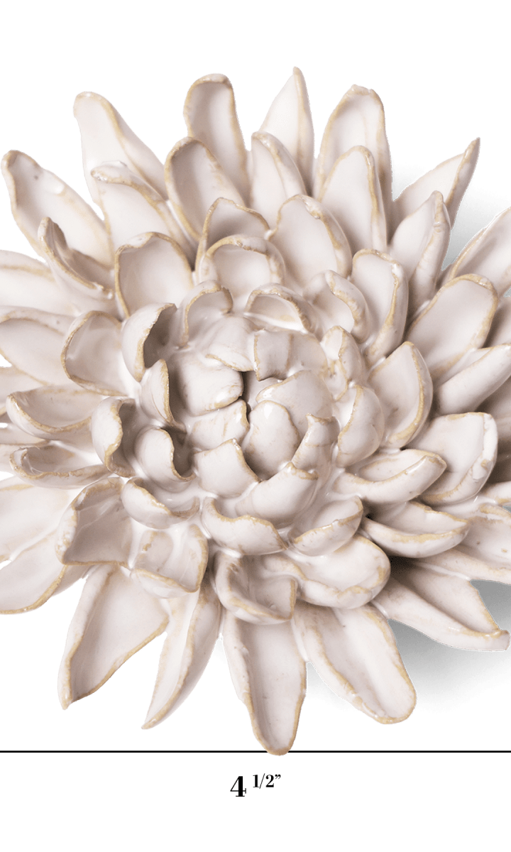 Ivory Chrysanthemum ceramic wall flower — Coastal Collection — handmade by Chive Studio Toronto