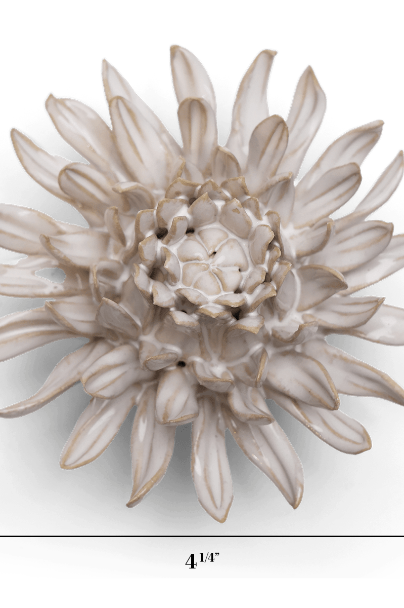 Ivory Spider Mum ceramic wall flower — Coastal Collection — handmade by Chive Studio Toronto