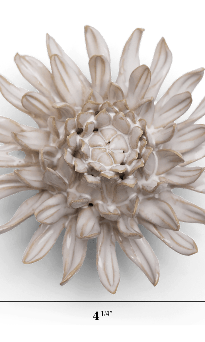 Ivory Spider Mum ceramic wall flower — Coastal Collection — handmade by Chive Studio Toronto