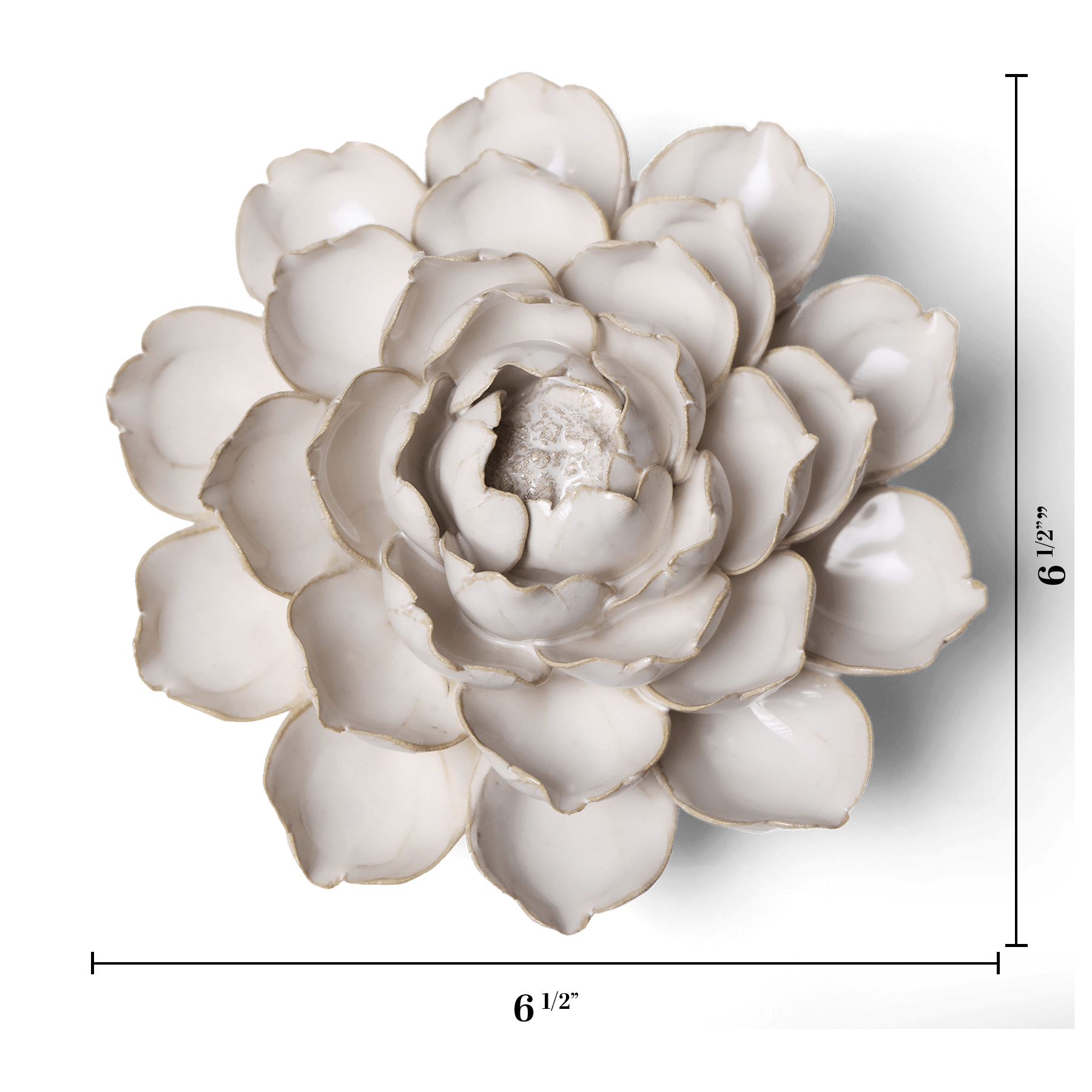 Ivory Empire Cabbage Flower ceramic wall flower — Coastal Collection — handmade by Chive Studio Toronto