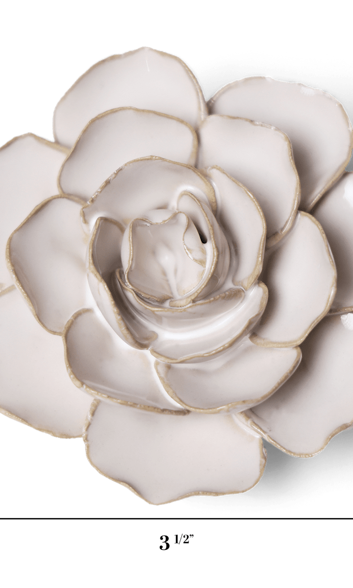 Ivory Amandine Ranunculus ceramic wall flower — Coastal Collection — handmade by Chive Studio Toronto