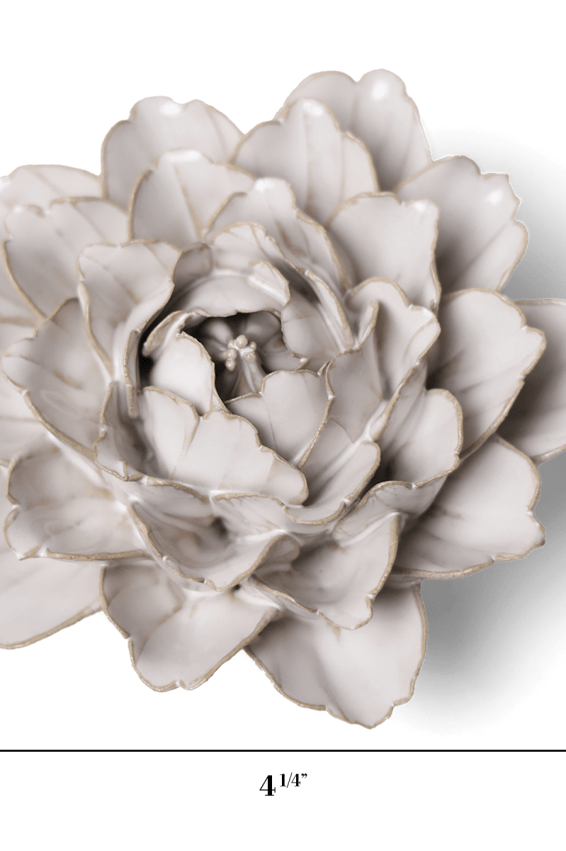 Ivory Comanche Peony ceramic wall flower — Coastal Collection — handmade by Chive Studio Toronto