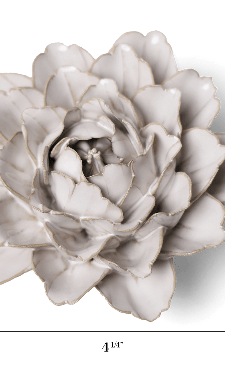 Ivory Comanche Peony ceramic wall flower — Coastal Collection — handmade by Chive Studio Toronto