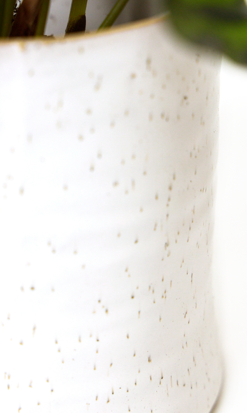 White speckled Ceramic Planter Pot - Channa - handmade by Chive Studio Toronto