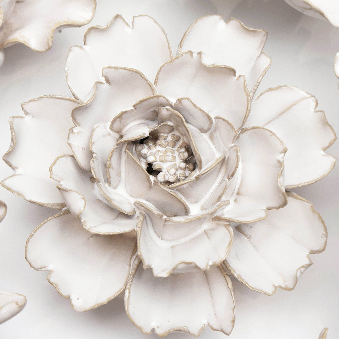 Ivory Rose ceramic wall flower styled on wall — Coastal Collection — Chive Studio Toronto