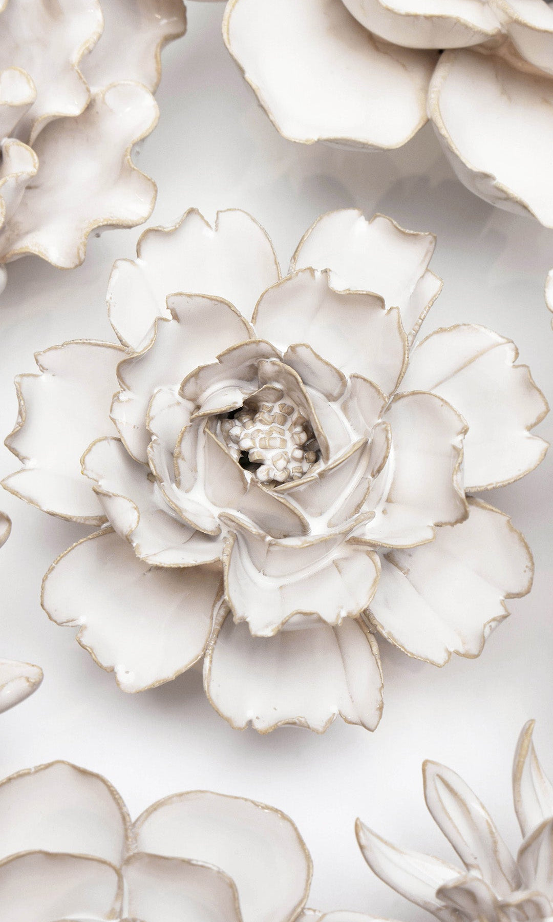 Ivory Rose ceramic wall flower styled on wall — Coastal Collection — Chive Studio Toronto