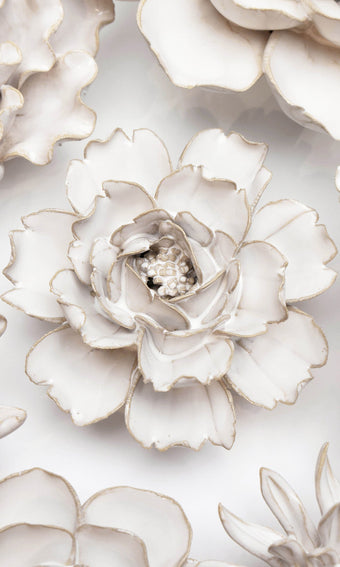 Ivory Rose ceramic wall flower styled on wall — Coastal Collection — Chive Studio Toronto