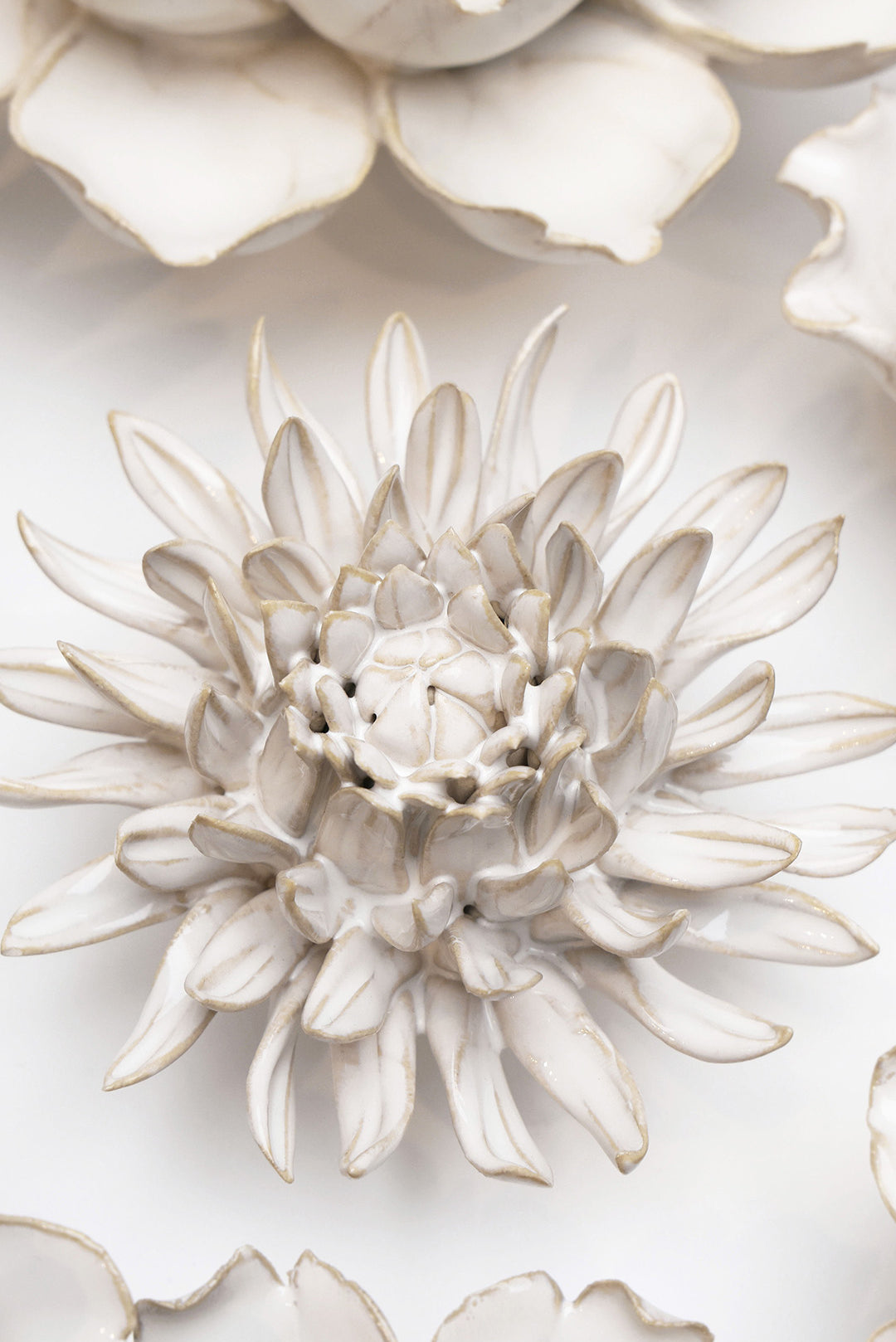 Ivory Spider Mum ceramic wall flower - Coastal collection - handmade by Chive Studio Toronto