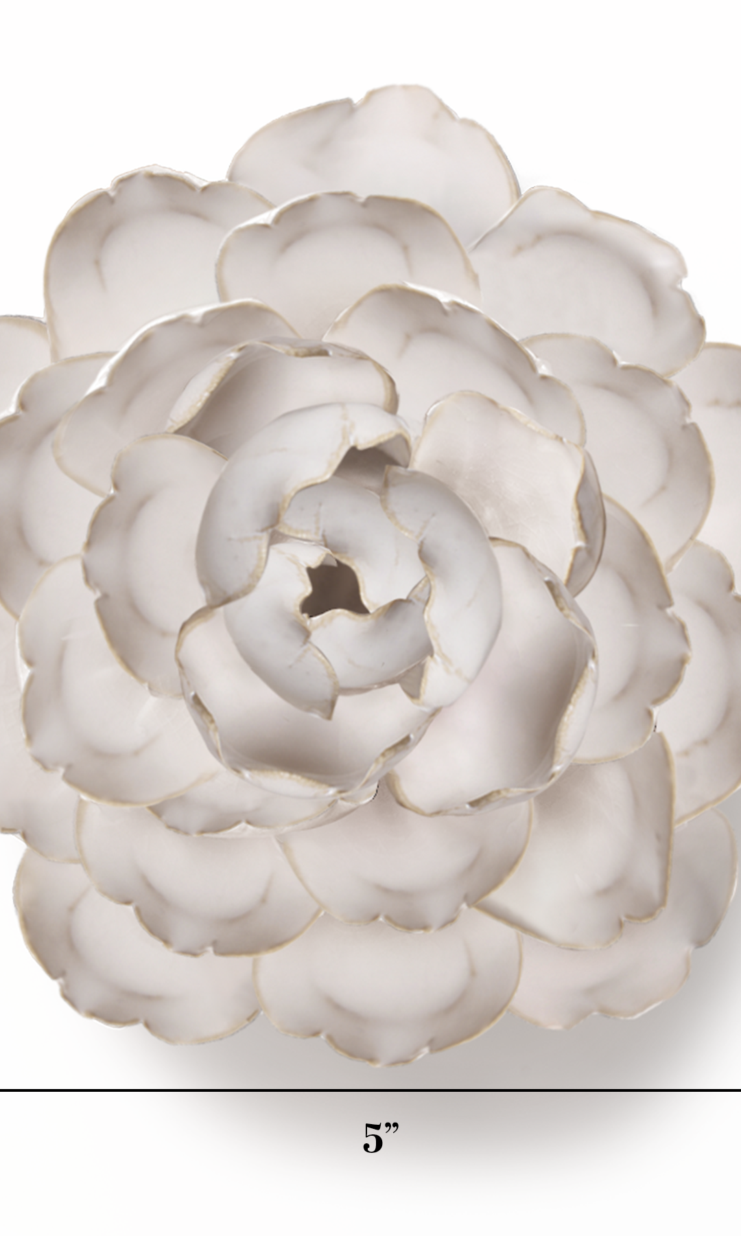 Ivory Keiko Peony ceramic wall flower - Coastal collection - handmade by Chive Studio Toronto