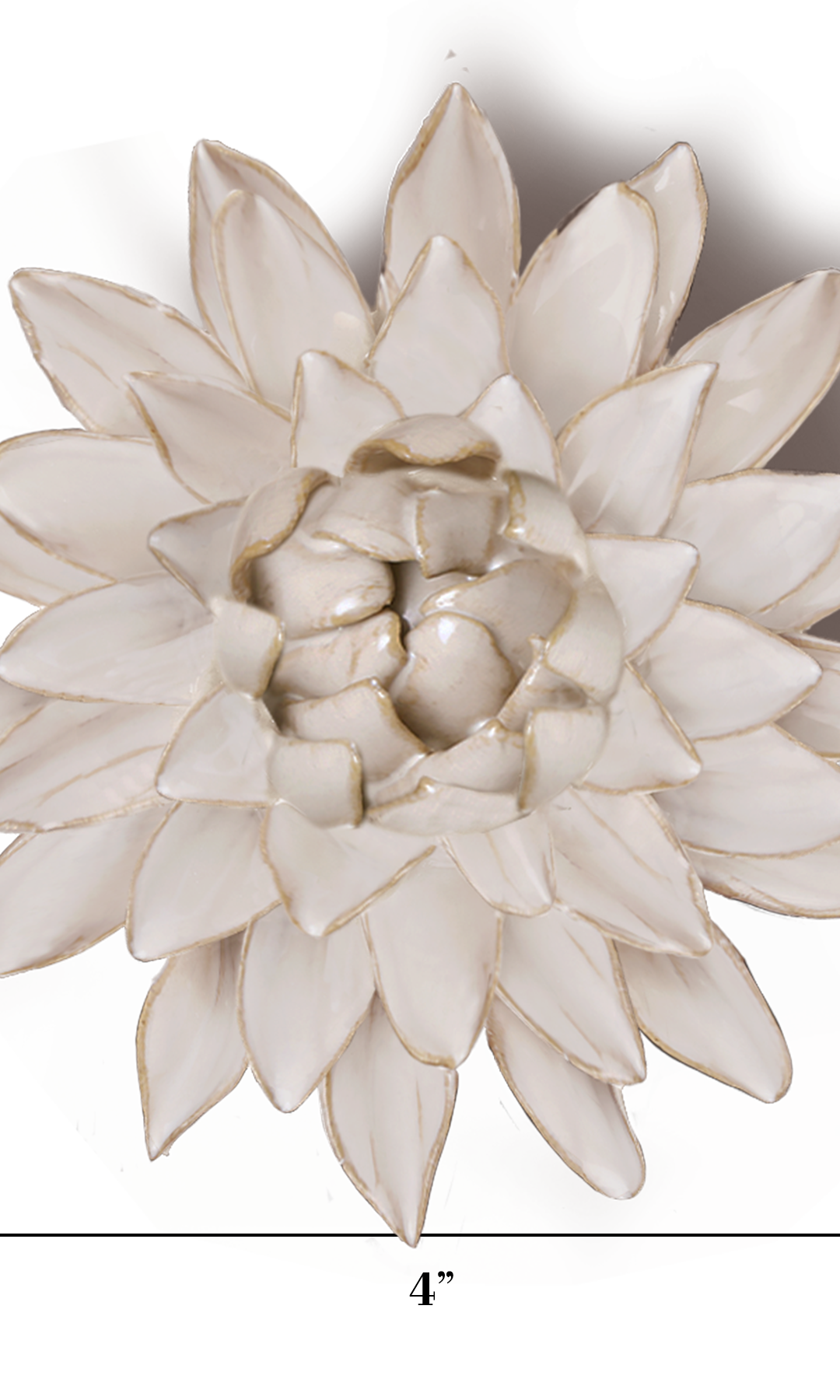 Ivory Strawflower ceramic wall flower - Coastal collection - handmade by Chive Studio Toronto