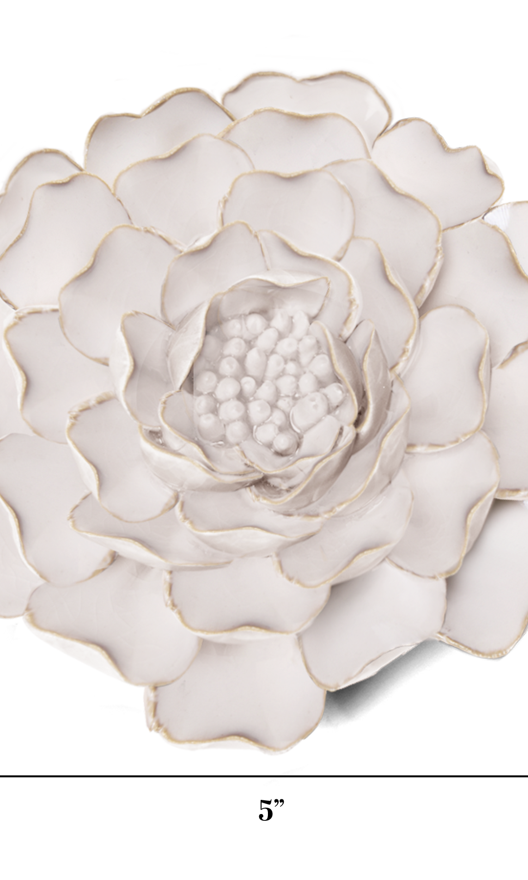 Ivory Charm Peony ceramic wall flower - Coastal collection - handmade by Chive Studio Toronto